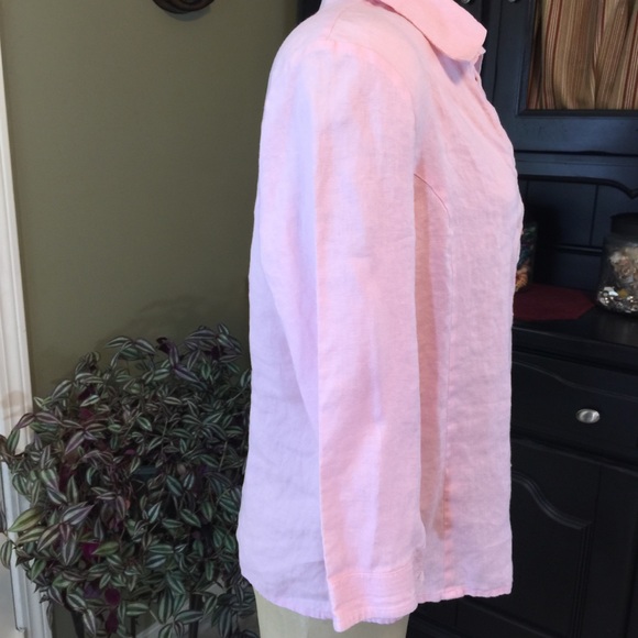 Carlie’s Court Pink Linen Shirt CollarTunic Size L - Picture 3 of 6